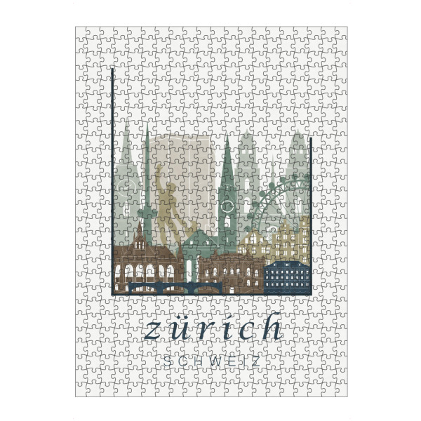 artboxONE Puzzle "Zurich skyline, light blue" artboxONE - Städte / Zürich,Kartografie