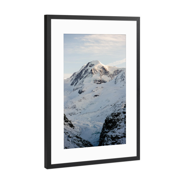 Poster mit Rahmen Schwarz (Metallic) "Lyskamm" artboxONE - Natur