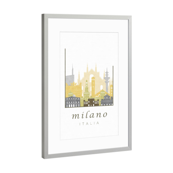 Poster mit Rahmen Silber "Milan skyline, desert" artboxONE - Städte / Mailand,Kartografie