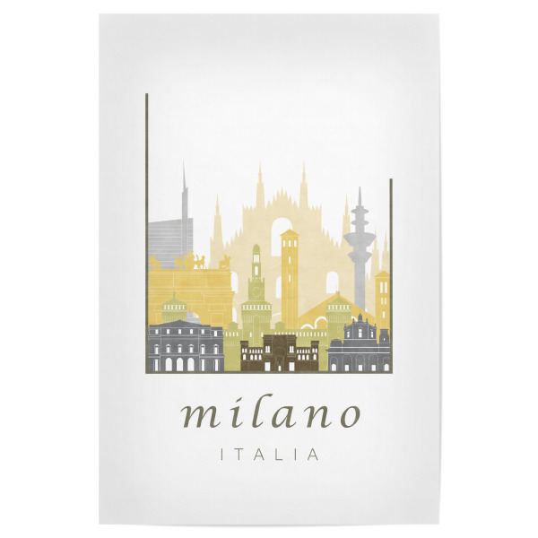 Poster 30x20 cm "Milan skyline, desert" artboxONE - Städte / Mailand,Kartografie - Milan,Milano,Mailand,Italy,Italia,Italien,Skyline,Cityscape,Travel