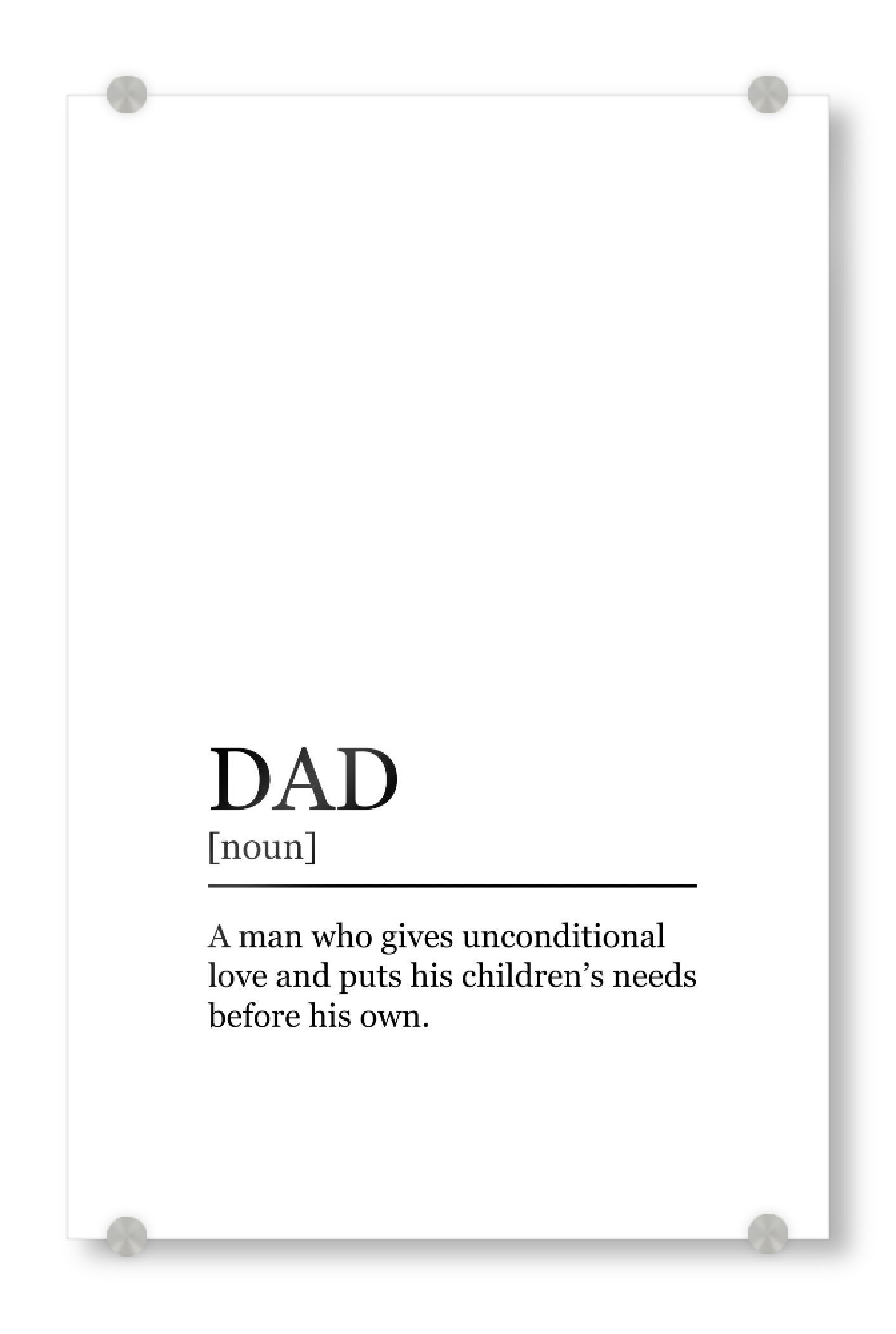 Acrylglasbild "Definition Dad unconditional" artboxONE - Schwarzweiß,Für Papa