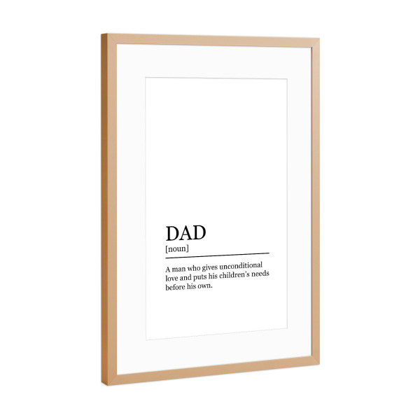 Poster mit Rahmen Kupfer "Definition Dad unconditional" artboxONE - Schwarzweiß,Für Papa
