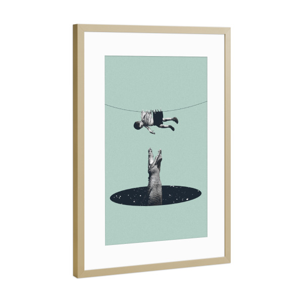 Poster mit Rahmen Gold "Don't you worry about me" artboxONE - Tiere,Galaxy,Lustig