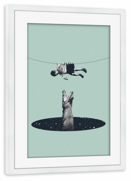 Poster mit Rahmen weiß "Don't you worry about me" artboxONE - Tiere,Galaxy,Lustig