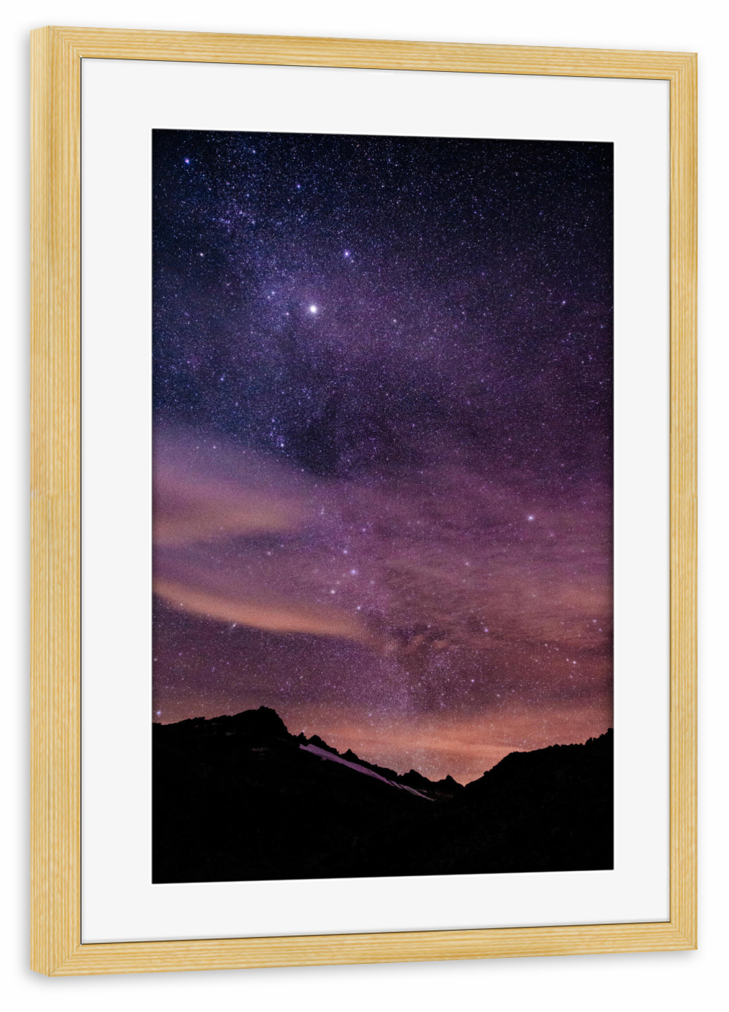Poster mit Rahmen kiefer "Nightscape at Furkapass" artboxONE - Natur,Galaxy
