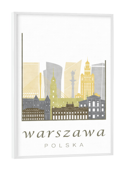 Poster mit weißem Rahmen "Warsaw skyline desert" artboxONE - Städte,Kartografie
