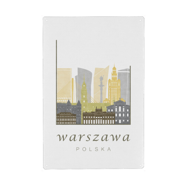 Metall Poster "Warsaw skyline desert" artboxONE - Städte,Kartografie - Warsaw,Warszawa,Warschau,Poland,Polska,Polen,Skyline,Cityscape,Travel