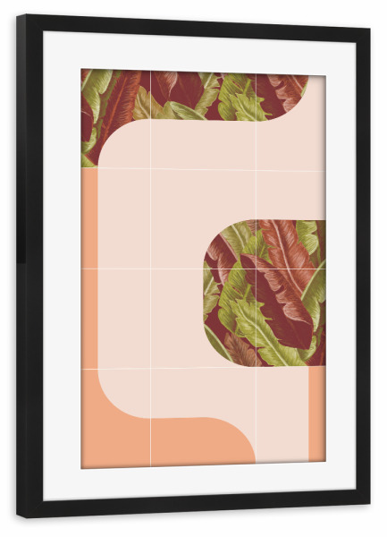 Poster mit Rahmen schwarz "Mid-Century Tropical Mood" artboxONE - Abstrakt - Mid-century-modern,Exotic,Tropical leaves,Sommer,Summer,Jungle