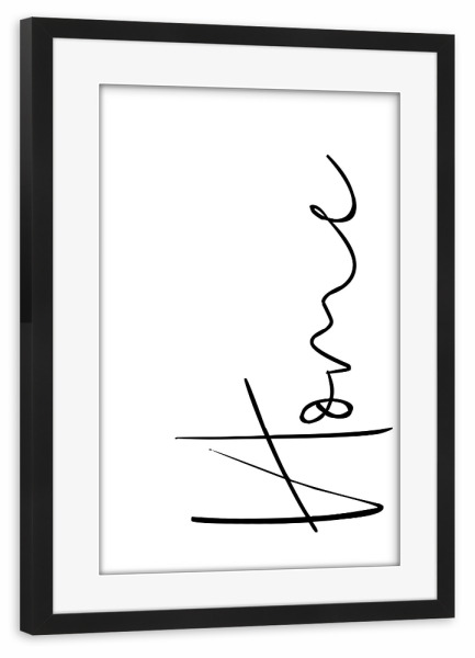 Poster mit Rahmen schwarz "Home - Typografie" artboxONE - Typografie,Schwarzweiß