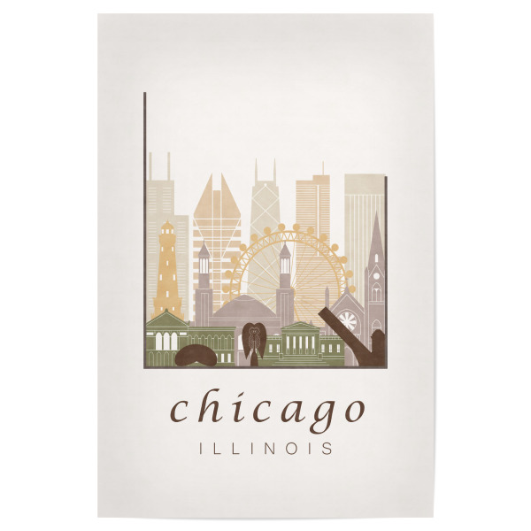 Poster 30x20 cm "Chicago rustic skyline" artboxONE - Städte / Chicago,Kartografie