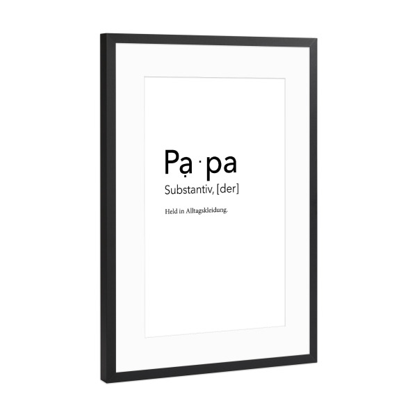 Poster mit Rahmen Schwarz (Metallic) "Definition Papa Held" artboxONE - Schwarzweiß,Für Papa