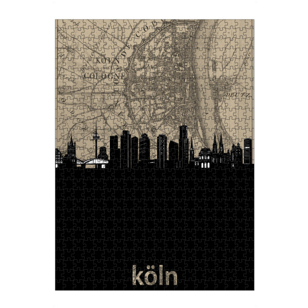 Puzzle Ravensburger "Cologne skyline map" artboxONE - Städte,Städte / Köln,Reise,Architektur,Kartografie