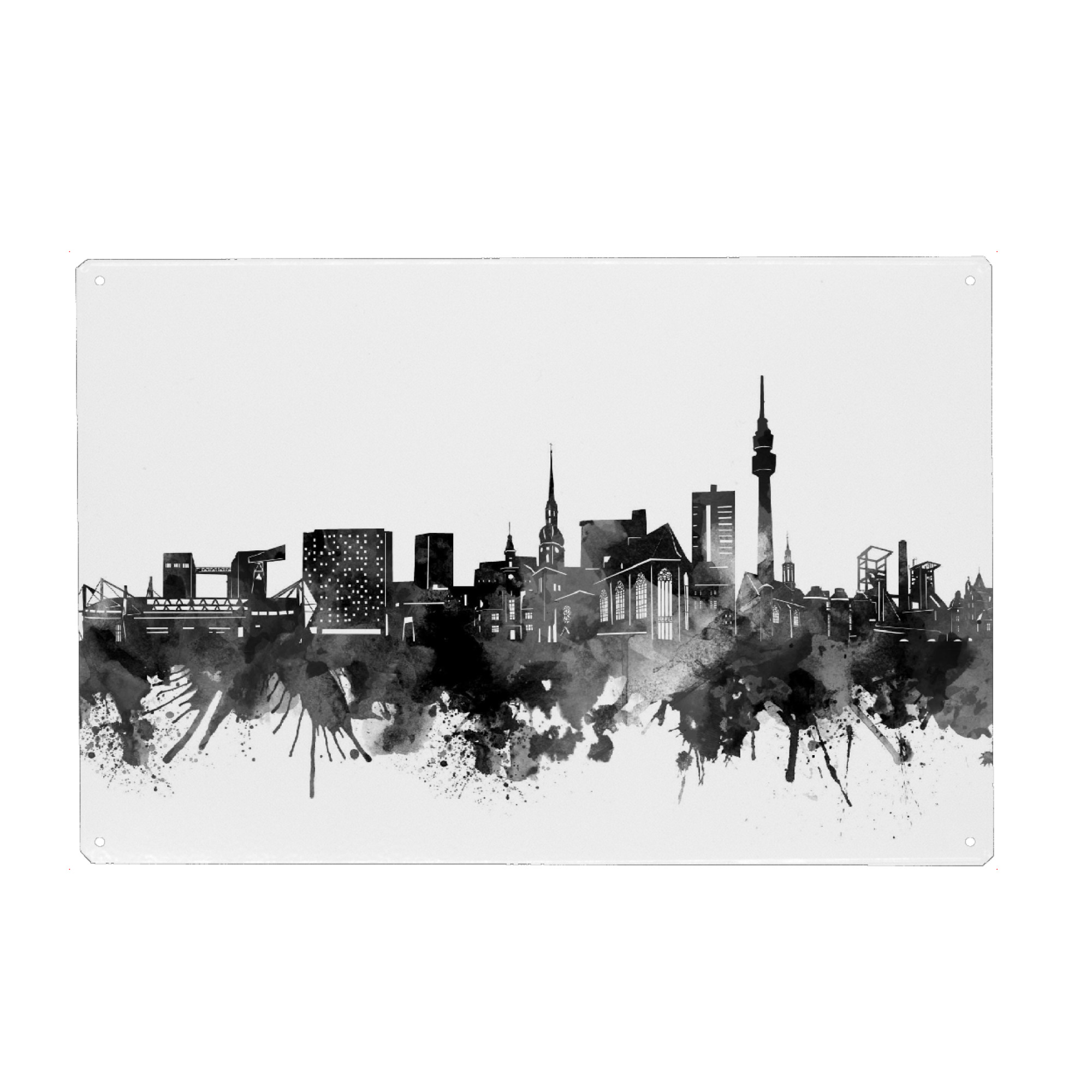 Holzbild "Dortmund skyline black" artboxONE - Städte,Reise,Schwarzweiß,Architektur
