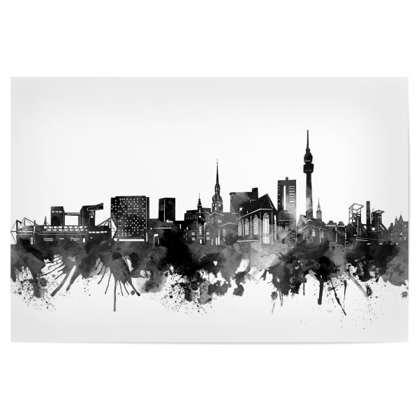 Poster 30x20 cm "Dortmund skyline black" artboxONE - Städte,Reise,Schwarzweiß,Architektur