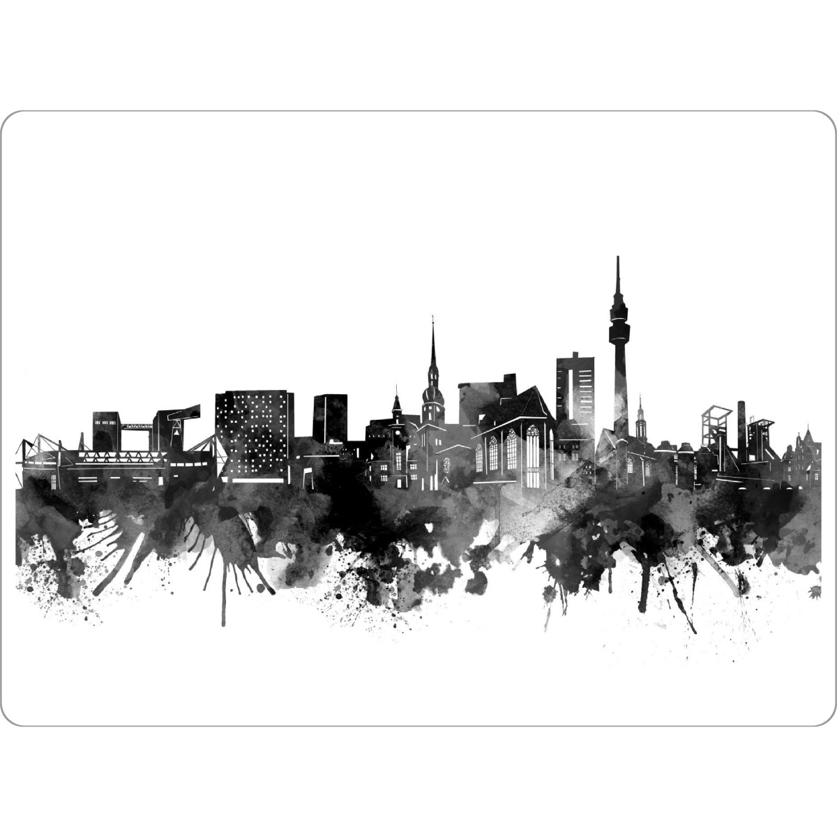 Tischset "Dortmund skyline black" artboxONE - Städte,Reise,Schwarzweiß,Architektur