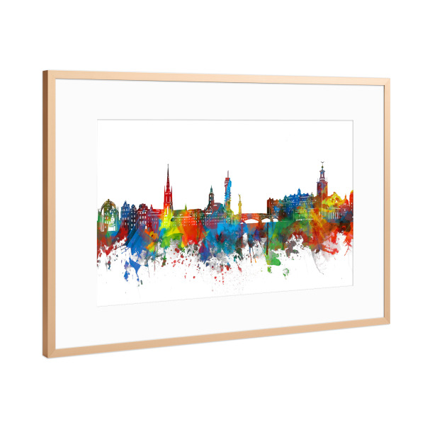 Poster mit Rahmen Kupfer "Stockholm skyline watercolor" artboxONE - Städte,Architektur,Städte / Stockholm