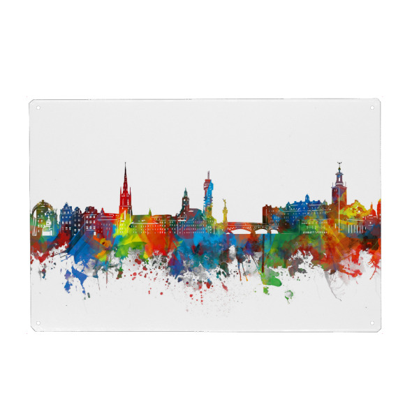 Holzbild "Stockholm skyline watercolor" artboxONE - Städte,Architektur,Städte / Stockholm