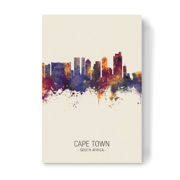 Leinwandbild "Cape Town Skyline Beige" artboxONE - Städte - Cape town,South africa,Skyline,Cityscape,Painting,Watercolour,Stadtbild