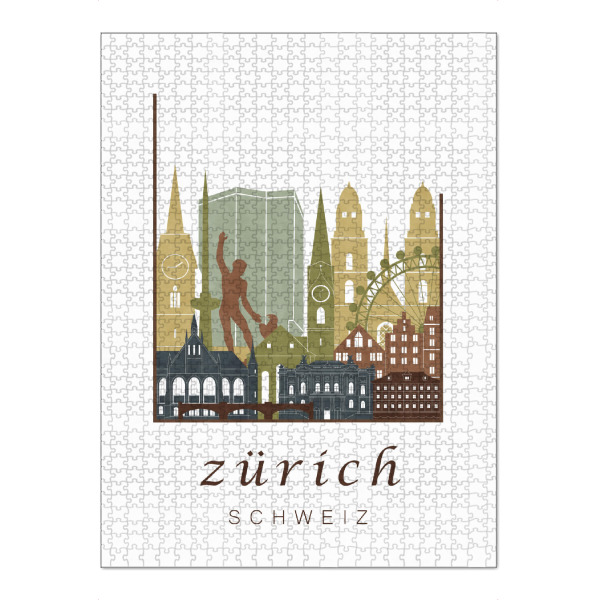 Puzzle Ravensburger "Zurich skyline light brown" artboxONE - Städte / Zürich,Kartografie