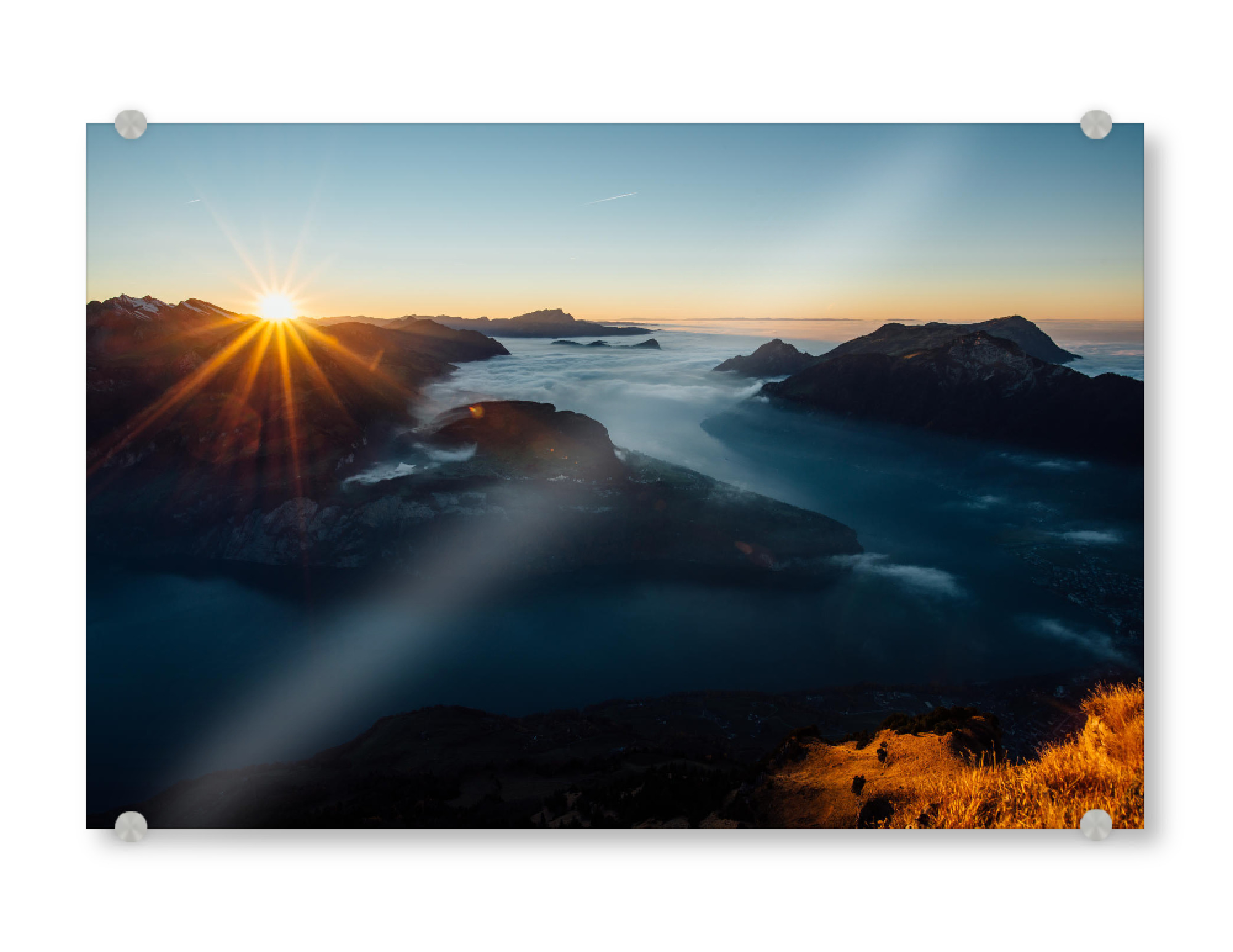 Acrylglasbild "Sunset panorama from Fronalpstock" artboxONE - Natur