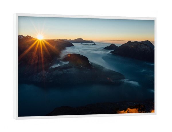 Poster mit weißem Rahmen "Sunset panorama from Fronalpstock" artboxONE - Natur