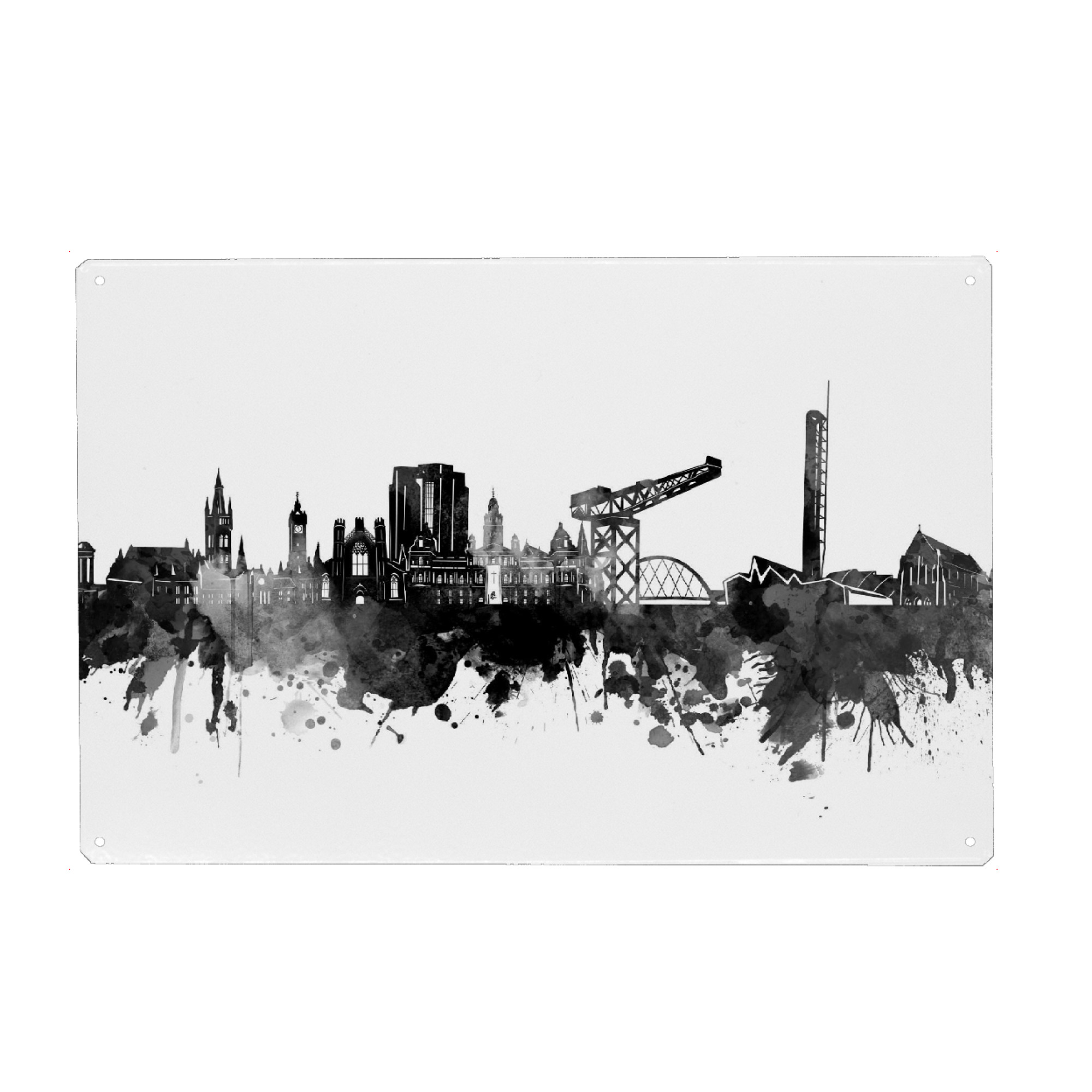 Holzbild "Glasgow skyline black" artboxONE - Städte,Reise,Schwarzweiß,Architektur