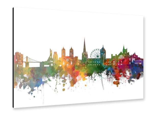 Alu-Dibond "Bristol skyline watercolor" 30x20 cm artboxONE