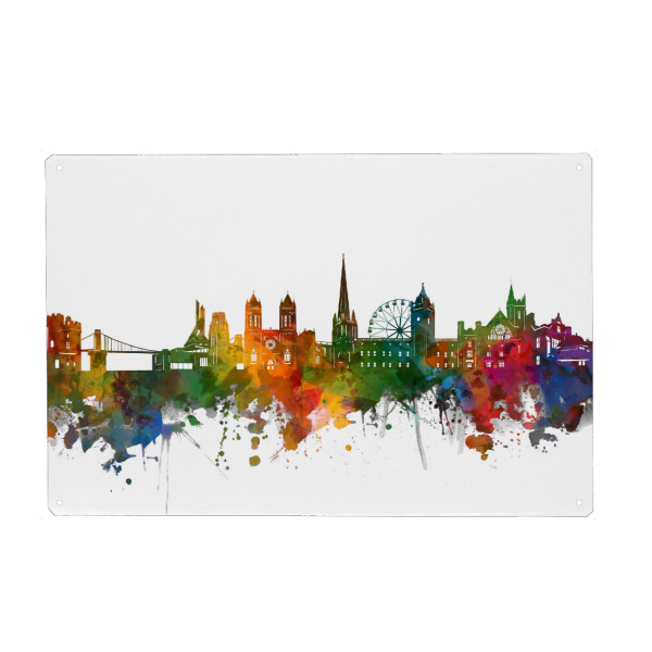Metall Poster "Bristol skyline watercolor" artboxONE - Städte,Reise,Architektur