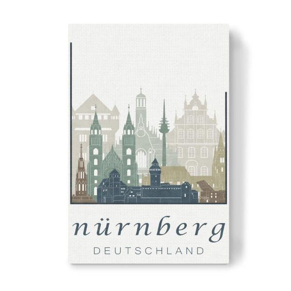 Leinwandbild "Nuremberg skyline light blue" artboxONE - Städte,Kartografie - Nuremberg,Nürnberg,Germany,Deutschland,Skyline,Cityscape,Travel