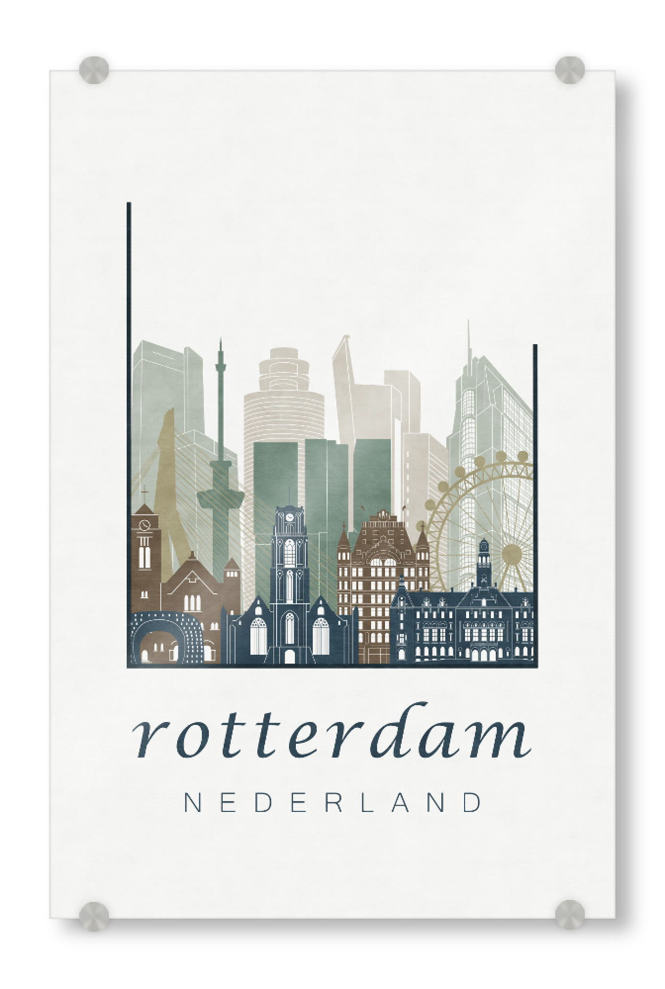 Acrylglasbild "Rotterdam skyline light blue" artboxONE - Städte,Kartografie