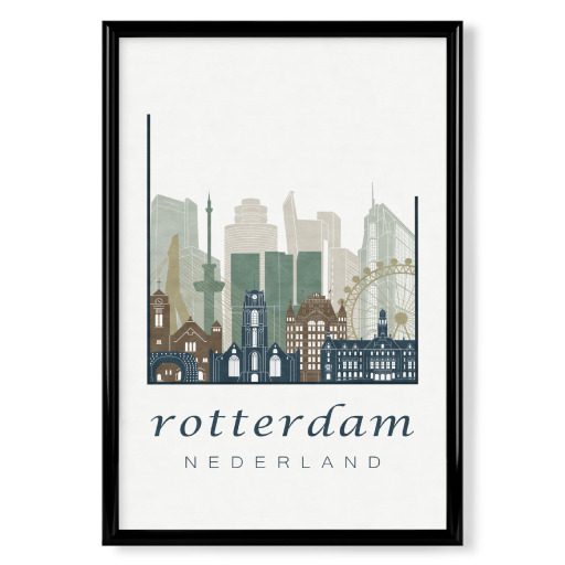 Rotterdam skyline light blue