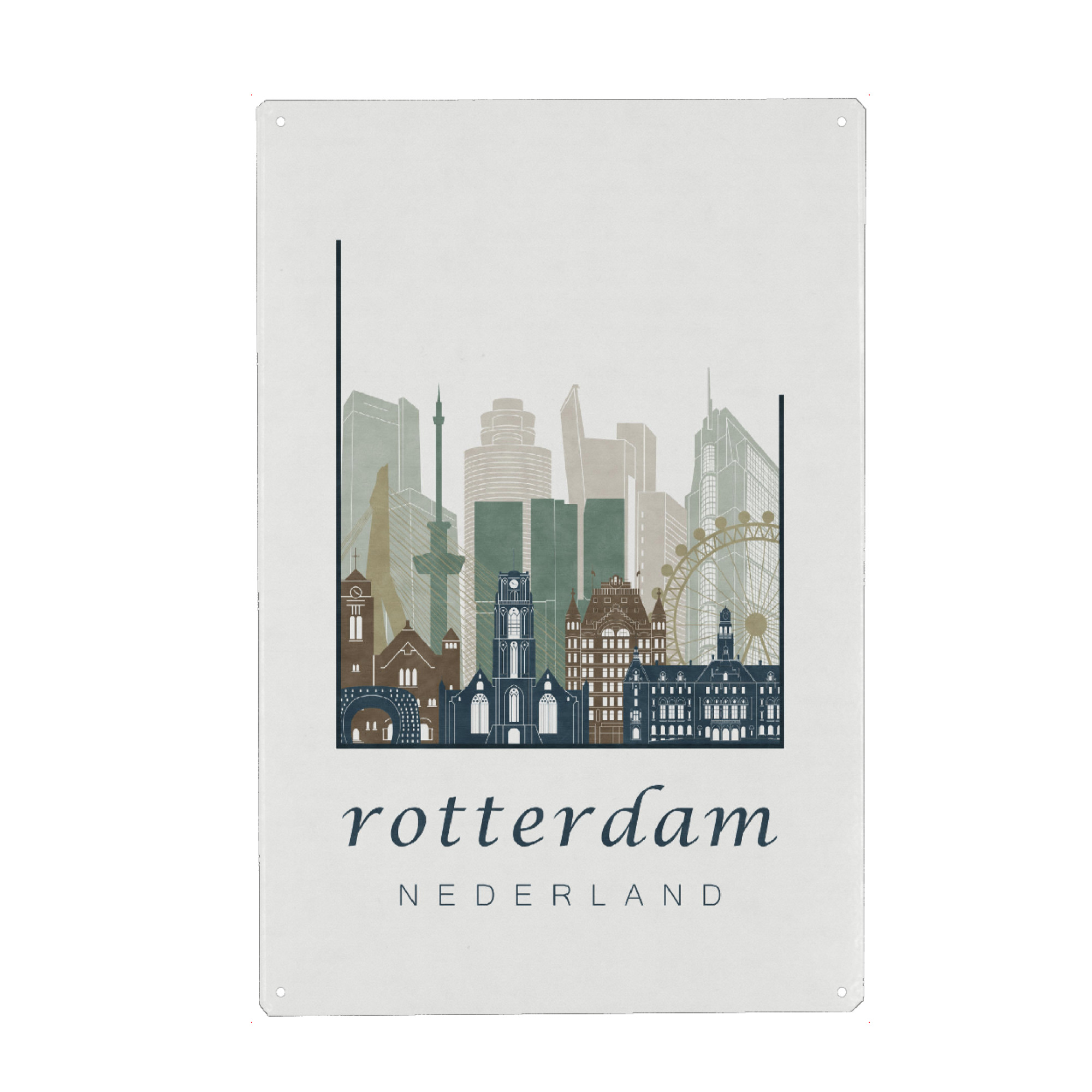 Metall Poster "Rotterdam skyline light blue" artboxONE - Städte,Kartografie