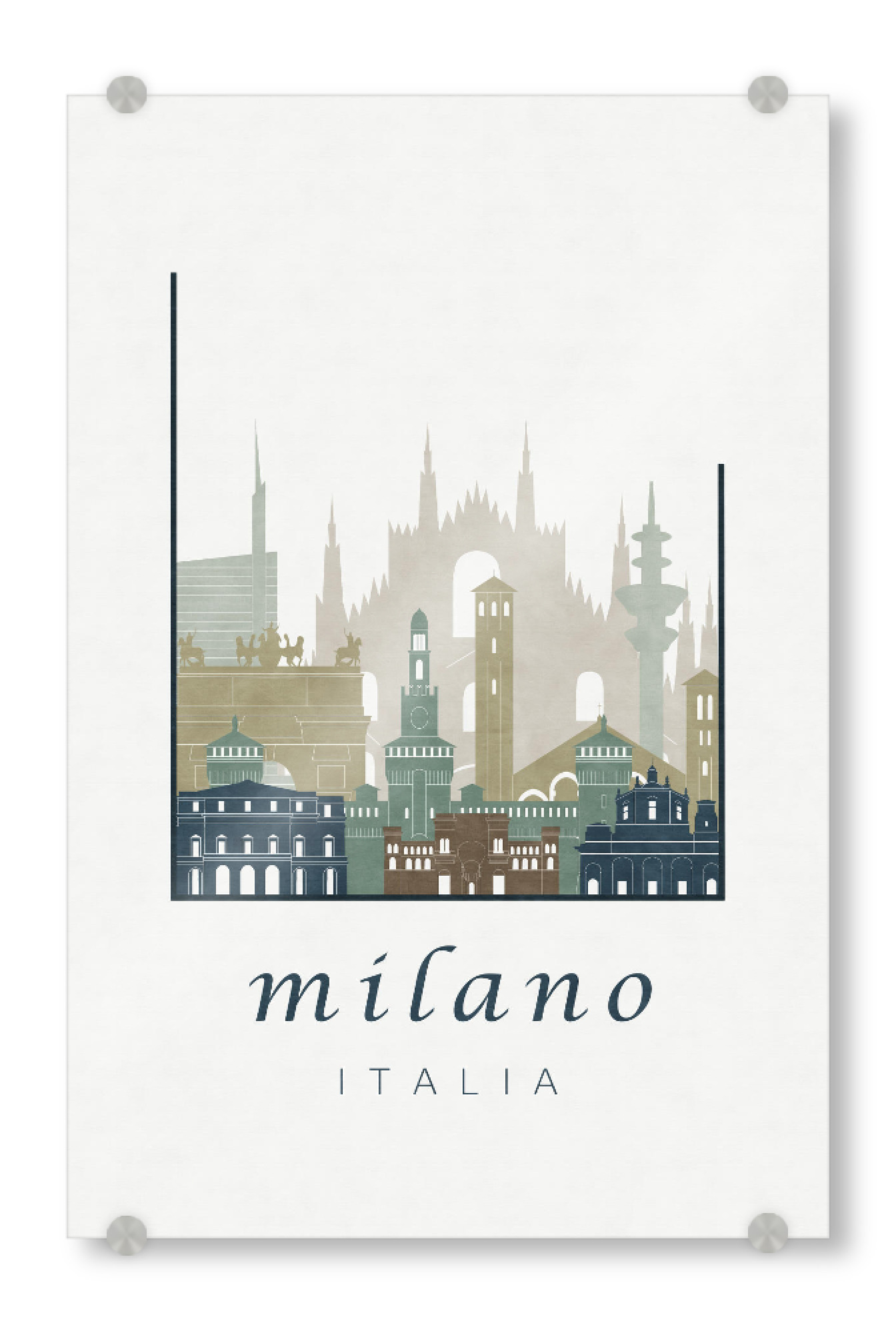 Acrylglasbild "Milan skyline light blue" artboxONE - Städte / Mailand,Kartografie
