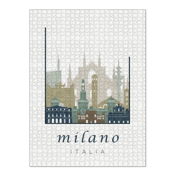 Puzzle Ravensburger "Milan skyline light blue" artboxONE - Städte / Mailand,Kartografie