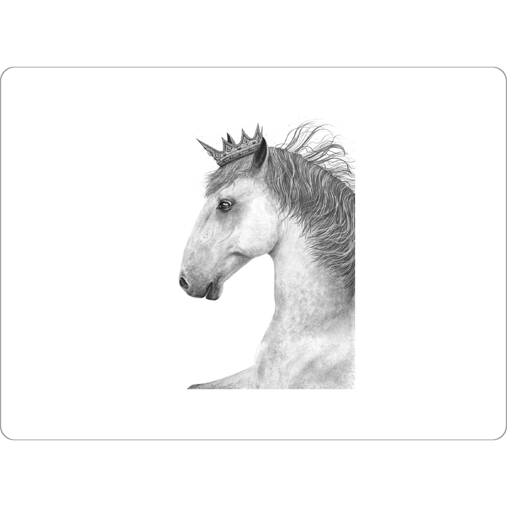 Tischset "King horse" artboxONE - Tiere,Schwarzweiß,Für Papa,Lustig - Horse,King,Royal,Black and white,Beauty,Pferdeliebhaber,Geschenk - Bild horse