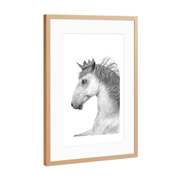 Poster mit Rahmen Kupfer "King horse" artboxONE - Tiere,Schwarzweiß,Für Papa,Lustig - Horse,King,Royal,Black and white,Beauty,Pferdeliebhaber,Geschenk