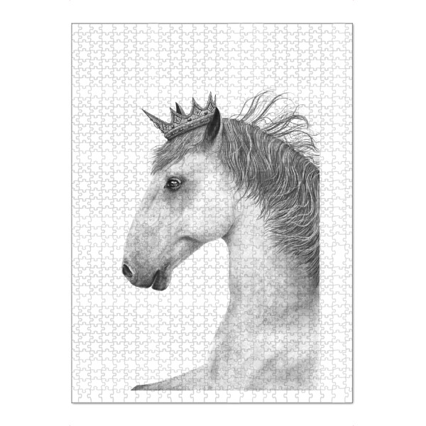 Puzzle Ravensburger "King horse" artboxONE - Tiere,Schwarzweiß,Für Papa,Lustig - Horse,King,Royal,Black and white,Beauty,Pferdeliebhaber,Geschenk