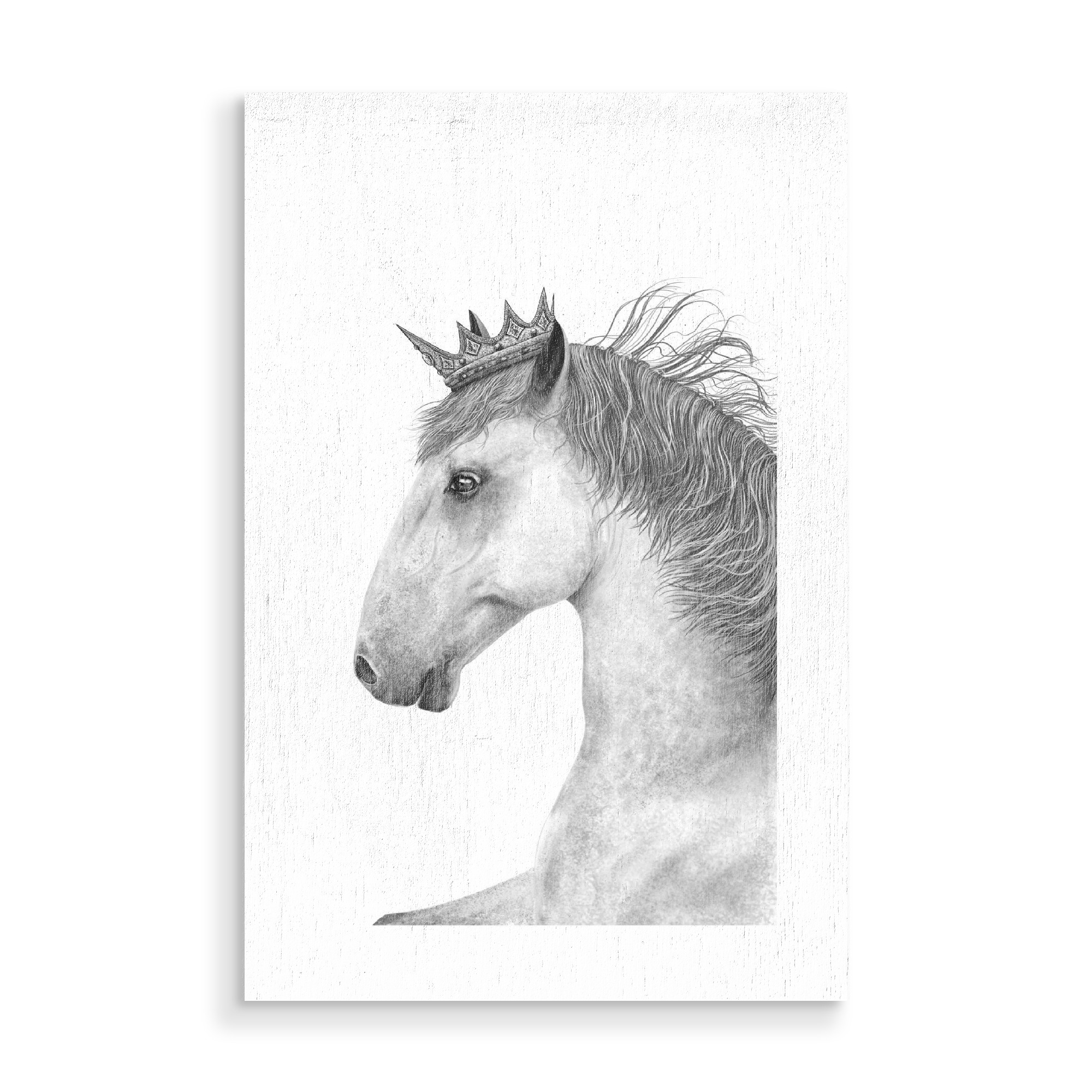 Holzbild "King horse" artboxONE - Tiere,Schwarzweiß,Für Papa,Lustig - Horse,King,Royal,Black and white,Beauty,Pferdeliebhaber,Geschenk