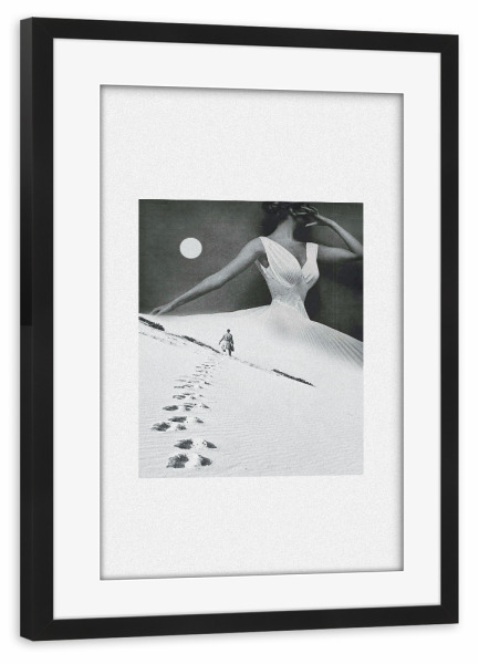 Poster mit Rahmen schwarz "Keep walking" artboxONE - Schwarzweiß,Fiktion,Galaxy