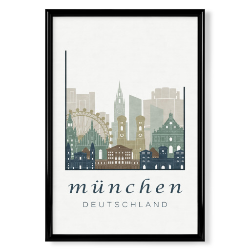 Munich skyline, light blue