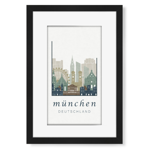 Munich skyline, light blue