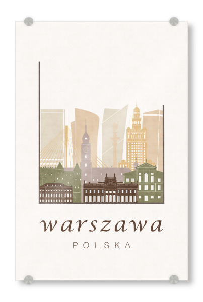 Acrylglasbild "Warsaw rustic skyline" artboxONE - Städte,Kartografie - Warsaw,Warszawa,Warschau,Poland,Polska,Polen,Skyline,Cityscape,Travel