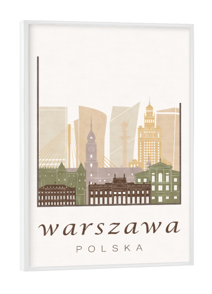 Poster mit weißem Rahmen "Warsaw rustic skyline" artboxONE - Städte,Kartografie