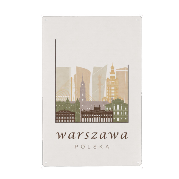 Holzbild "Warsaw rustic skyline" artboxONE - Städte,Kartografie - Warsaw,Warszawa,Warschau,Poland,Polska,Polen,Skyline,Cityscape,Travel
