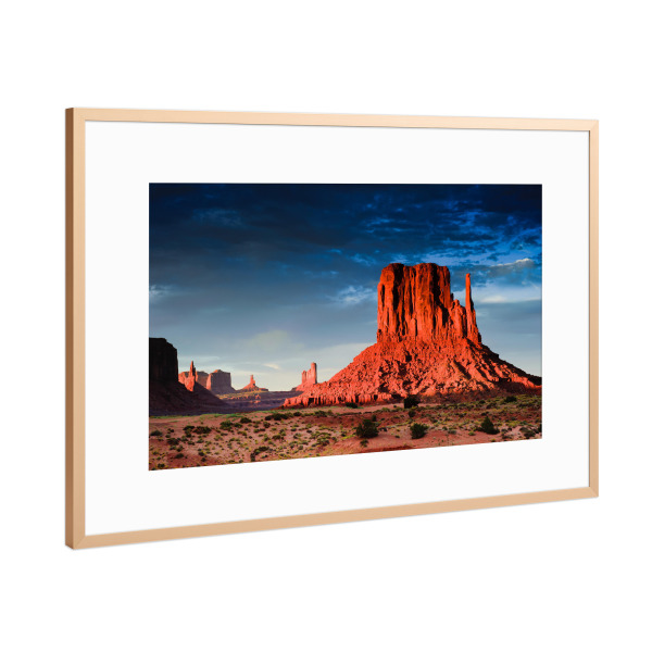 Poster mit Rahmen Kupfer "Monument Valley sunset" artboxONE - Natur