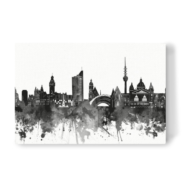 Leinwandbild "Leipzig skyline black" artboxONE - Städte,Reise,Schwarzweiß,Architektur