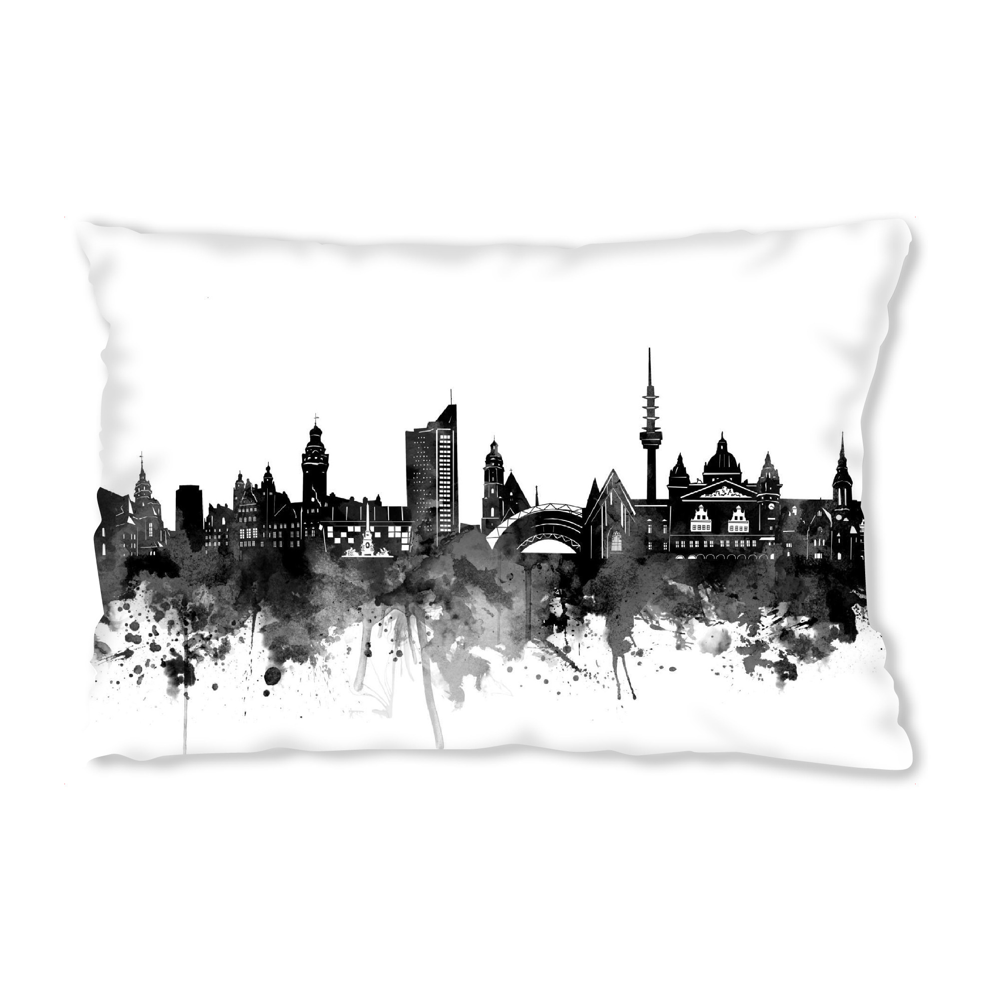 Design-Kissen "Leipzig skyline black" artboxONE - Städte,Reise,Schwarzweiß,Architektur