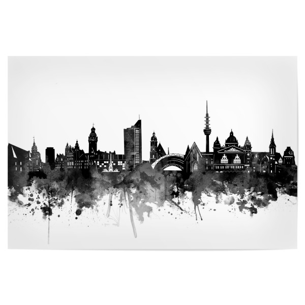 Poster "Leipzig skyline black" artboxONE - Städte,Reise,Schwarzweiß,Architektur