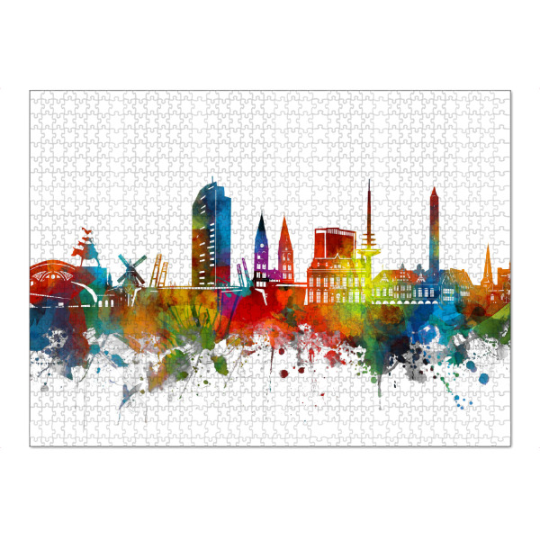Puzzle Ravensburger "Bremen skyline watercolor" artboxONE - Städte,Reise,Architektur
