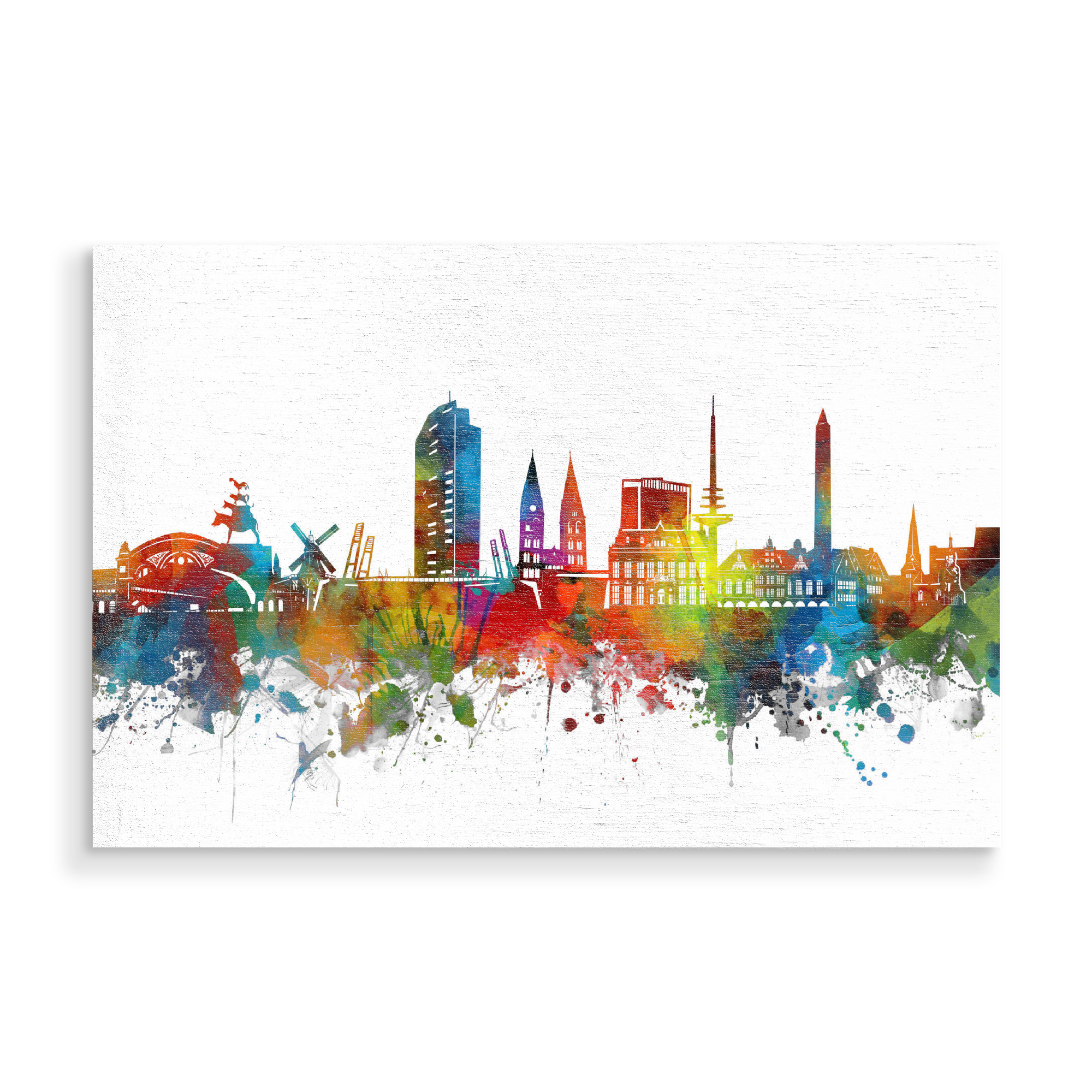 Holzbild "Bremen skyline watercolor" artboxONE - Städte,Reise,Architektur